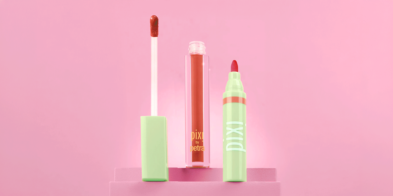 Lipstick Duos shown on a pink background - View 1