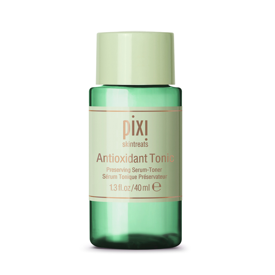 Pixi SkinTreats Antioxidant Tonic in a 40ml bottle with a pale green cap and a light green label, set against a plain white background. view 1